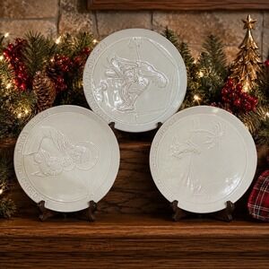 Frankoma Pottery Plates Christmas Nativity Set Of 3 77-78-79 Manger Jesus Mary